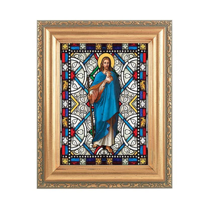 5.5" x 7" Antique Gold Frame with Stained Glass Art
