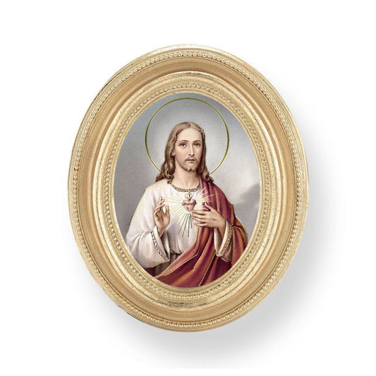 Gold Oval Frame with a Sacred Heart Print