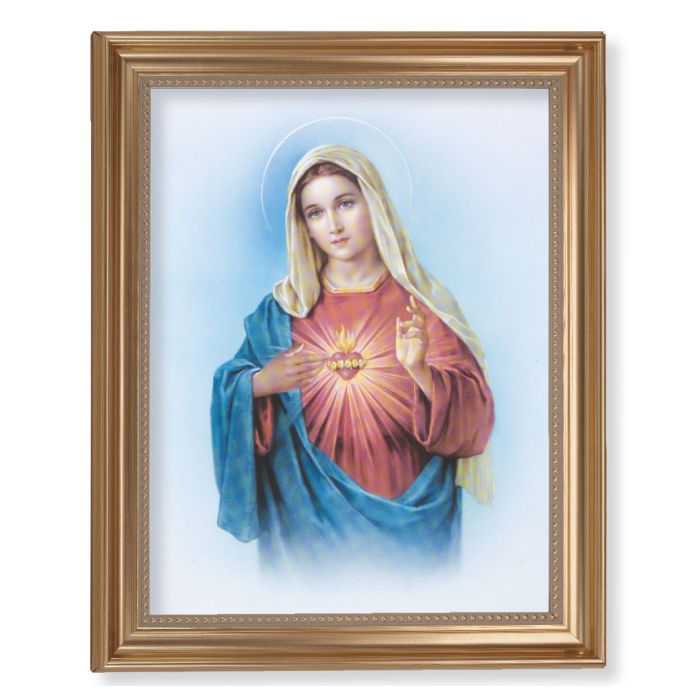 Gold Leaf Antique Finished Frame with Immaculate Heart of Mary