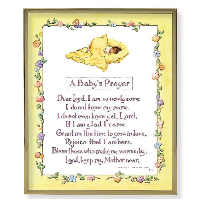 Gold Plaque Frame with a Baby Prayer Print