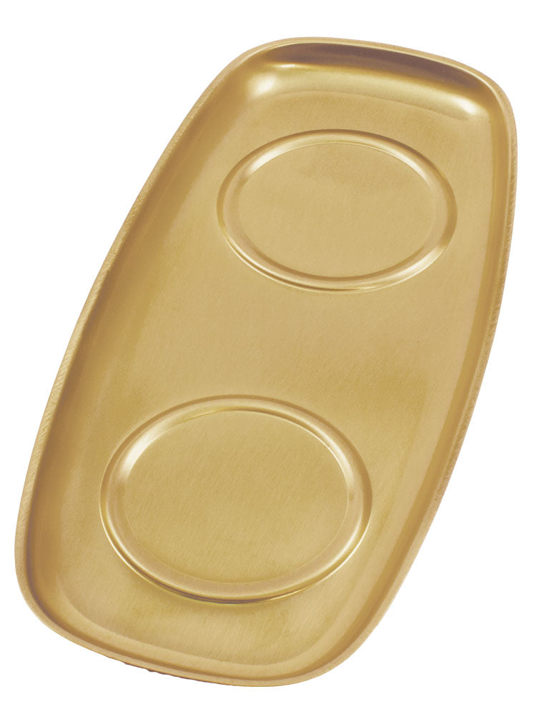 9 1/2" x 6" | Brass Indented Cruet Tray