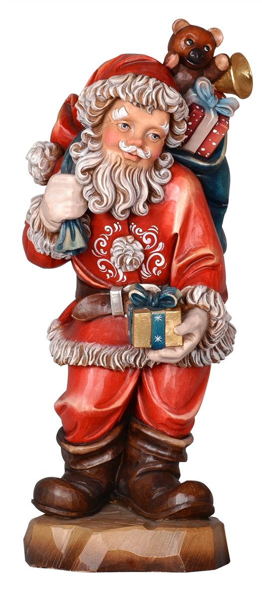 Santa Clause with Gifts | Hand Carved in Italy | Multiple Sizes