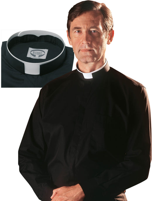 Black Romano | Tonsure/Roman Collar | Long Sleeve | 100% Cotton | Made in Belgium