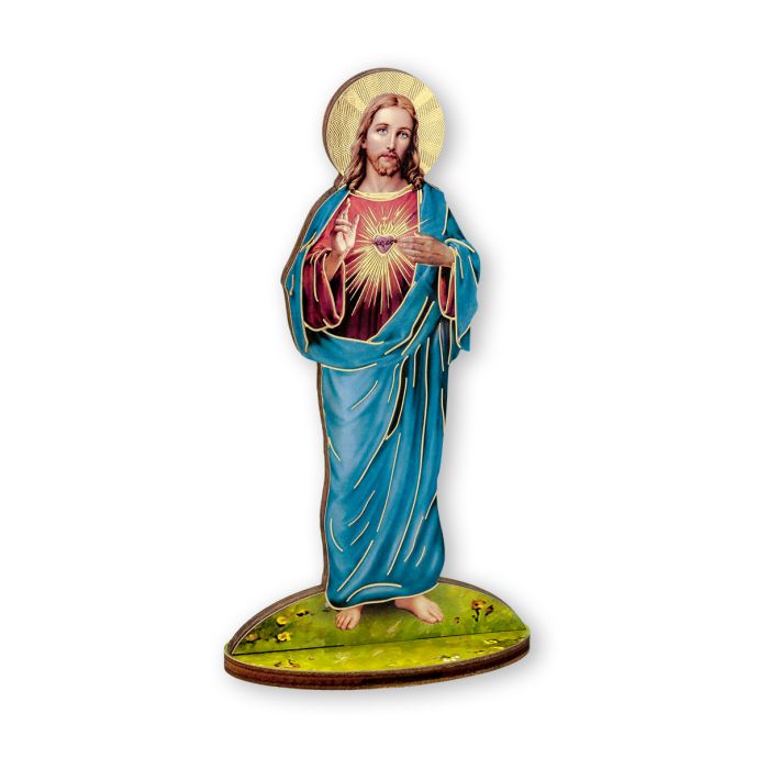 Sacred Heart of Jesus Laser Cut Wood Statue