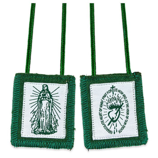 Immaculate Heart of Mary Genuine Green Wool Scapular