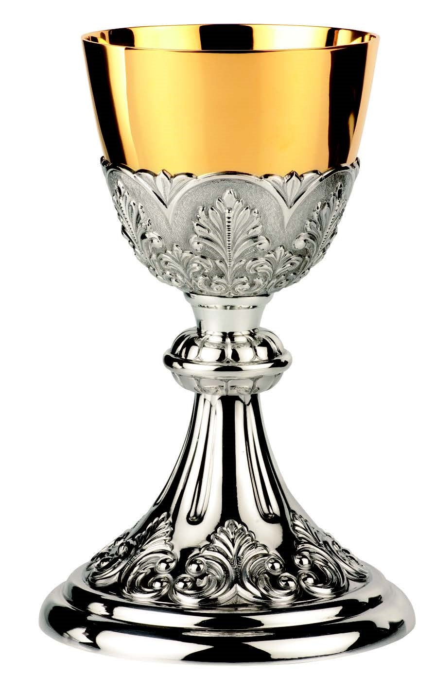 #5350 Floral Chalice & Scale Paten | 8-1/4" | Silver-Plated