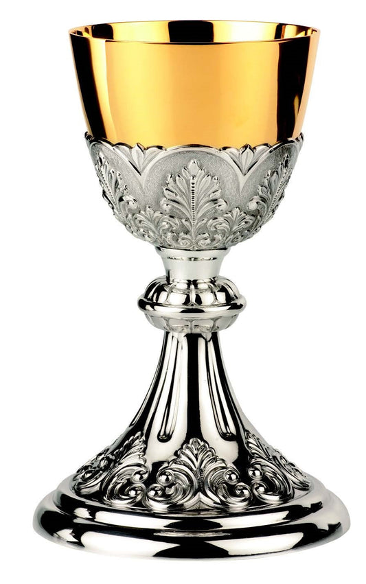 #5350 Floral Chalice & Scale Paten | 8-1/4" | Silver-Plated