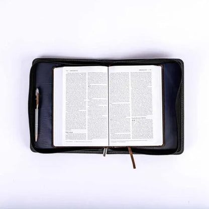 Imitation Leather Unshakable Faith Bible Cover | Grey/Black | Large