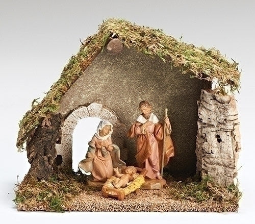 5" Nativity Set Starter Kit | 3 Pieces | Wood Stable