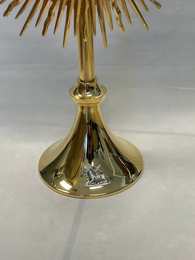 Large Paschal Lamb Monstrance | 24K Gold-Plated | Handmade In Spain | Holds 5-3/4" Host