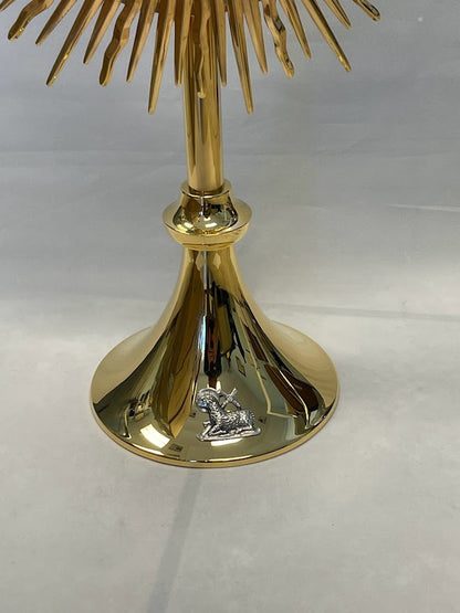 Large Paschal Lamb Monstrance | 24K Gold-Plated | Handmade In Spain | Holds 5-3/4" Host