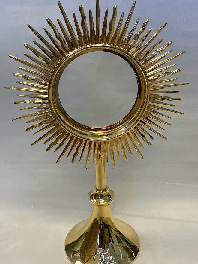 Large Paschal Lamb Monstrance | 24K Gold-Plated | Handmade In Spain | Holds 5-3/4" Host