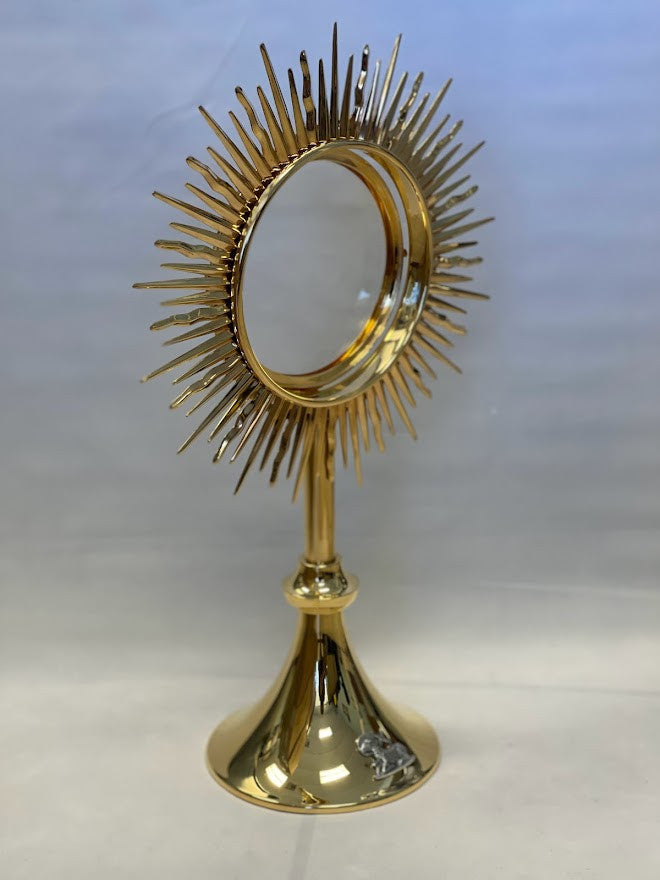 Large Paschal Lamb Monstrance | 24K Gold-Plated | Handmade In Spain | Holds 5-3/4" Host