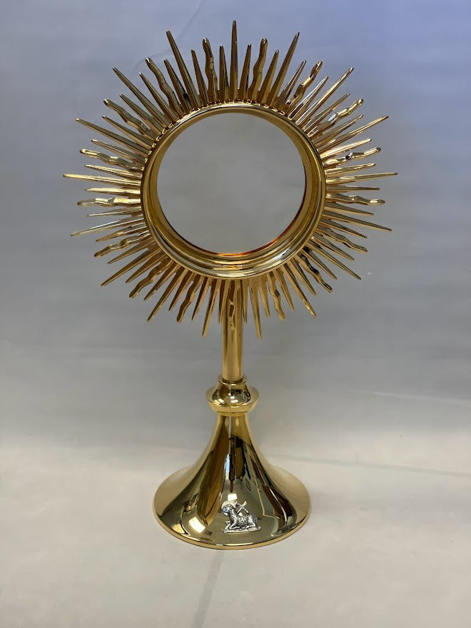 Large Paschal Lamb Monstrance | 24K Gold-Plated | Handmade In Spain | Holds 5-3/4" Host