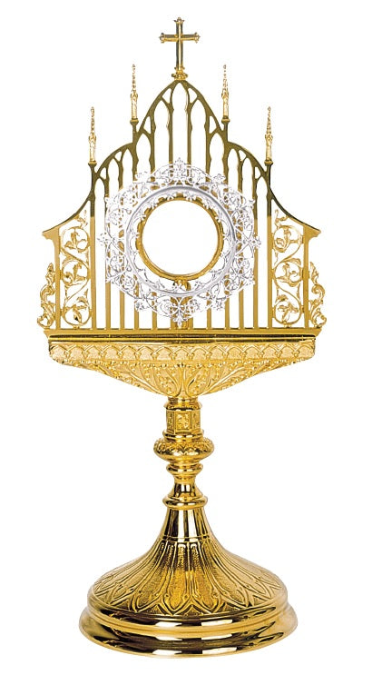 #5580 Gothic Filigree Monstrance | 24K Gold-Plated | Handmade In Spain
