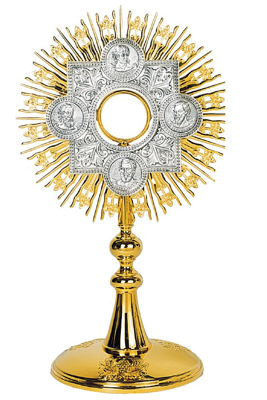 #5581 Four Evangelists Monstrance | 24K Gold & Silver-Plated | Handmade In Spain