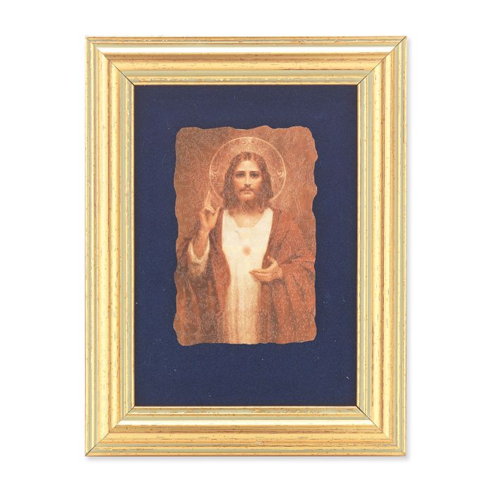 Gold Leaf Frame with Chambers: Sacred Heart of Jesus Fresco Print