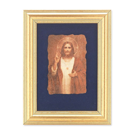Gold Leaf Frame with Chambers: Sacred Heart of Jesus Fresco Print