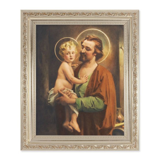 Ornate Silver Frame with St. Joseph with Jesus