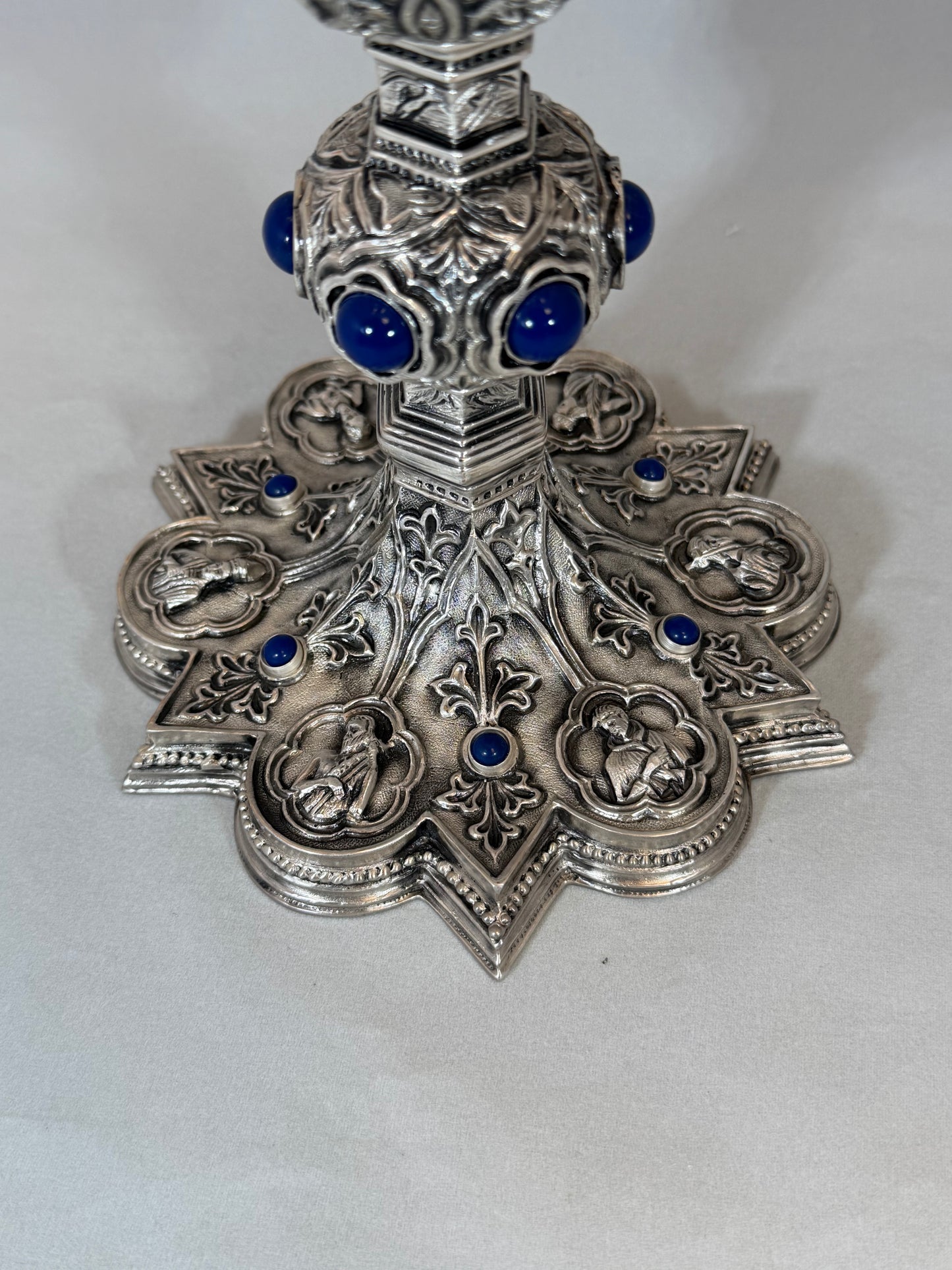 QUICK SHIP - Hand-Chiseled “Holy Trinity” Chalice | 9-5/8", 7oz. | Sterling Silver Cup | Handmade in Italy