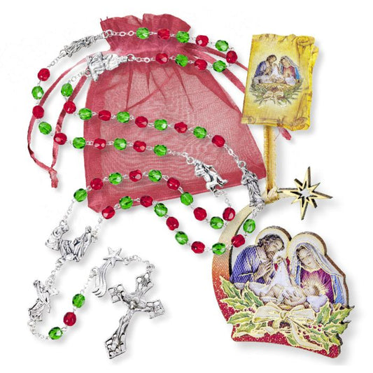 Christmas Rosary with Holy Family Ornament