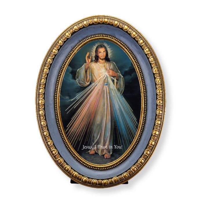 Oval Gold-Leaf Frame with a Divine Mercy Print