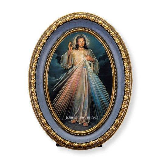 Oval Gold-Leaf Frame with a Divine Mercy Print