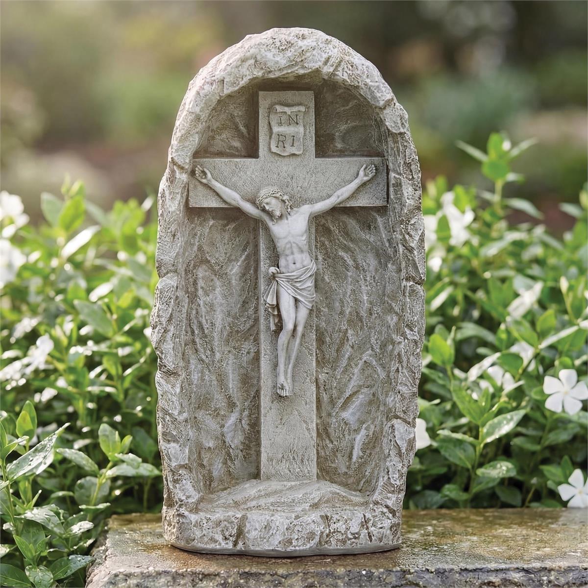 19" Solar LED Crucifix Grotto Garden Statue