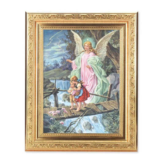 Gold Ornate Frame with a 6" x 8" Guardian Angel Print