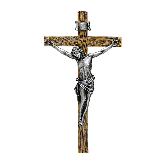 20.25" Antique Silver Wall Crucifix