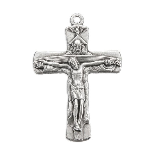 Antiqued Silver Oxidized Trinity Crucifix