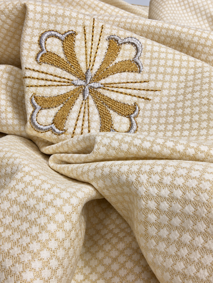 Embroidered Fleury Cross Overlay Stole | Wool/Gold Thread | All Colors