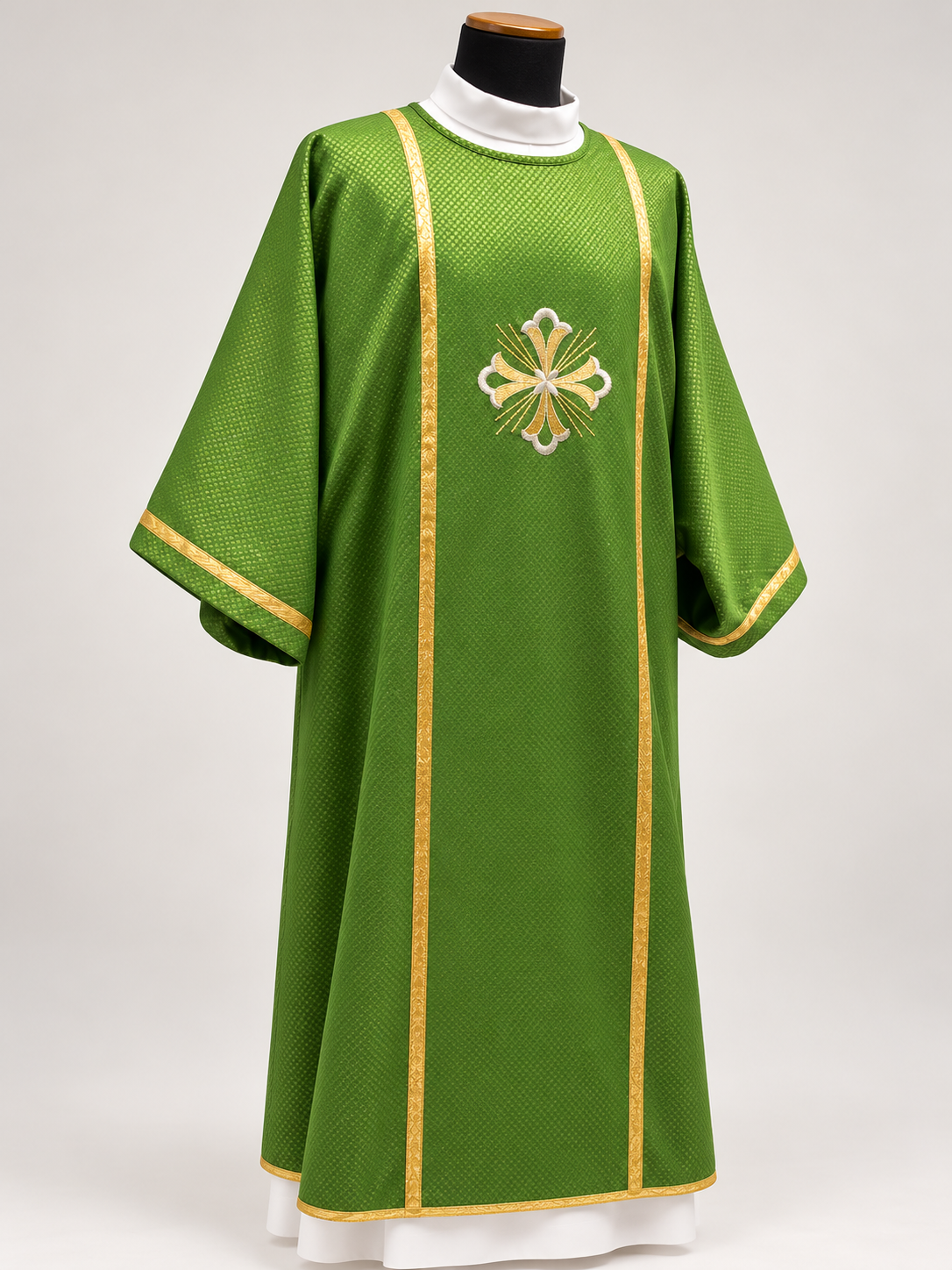 Embroidered Fleury Cross Dalmatic | Wool/Gold Thread | All Colors