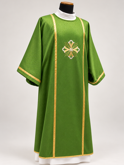 Embroidered Fleury Cross Dalmatic | Wool/Gold Thread | All Colors