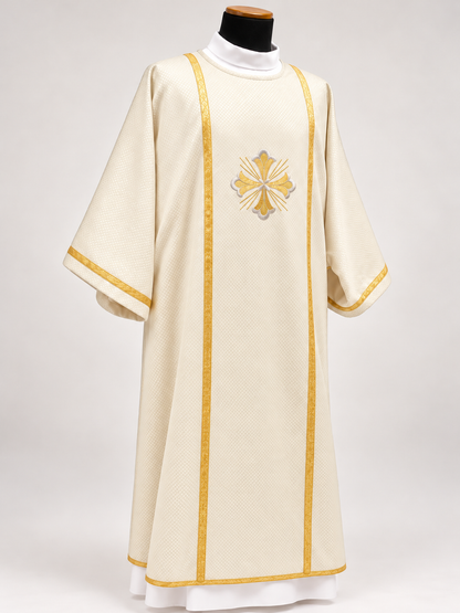 Embroidered Fleury Cross Dalmatic | Wool/Gold Thread | All Colors
