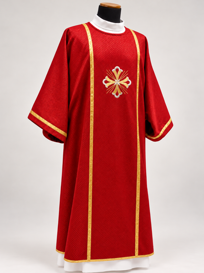 Embroidered Fleury Cross Dalmatic | Wool/Gold Thread | All Colors