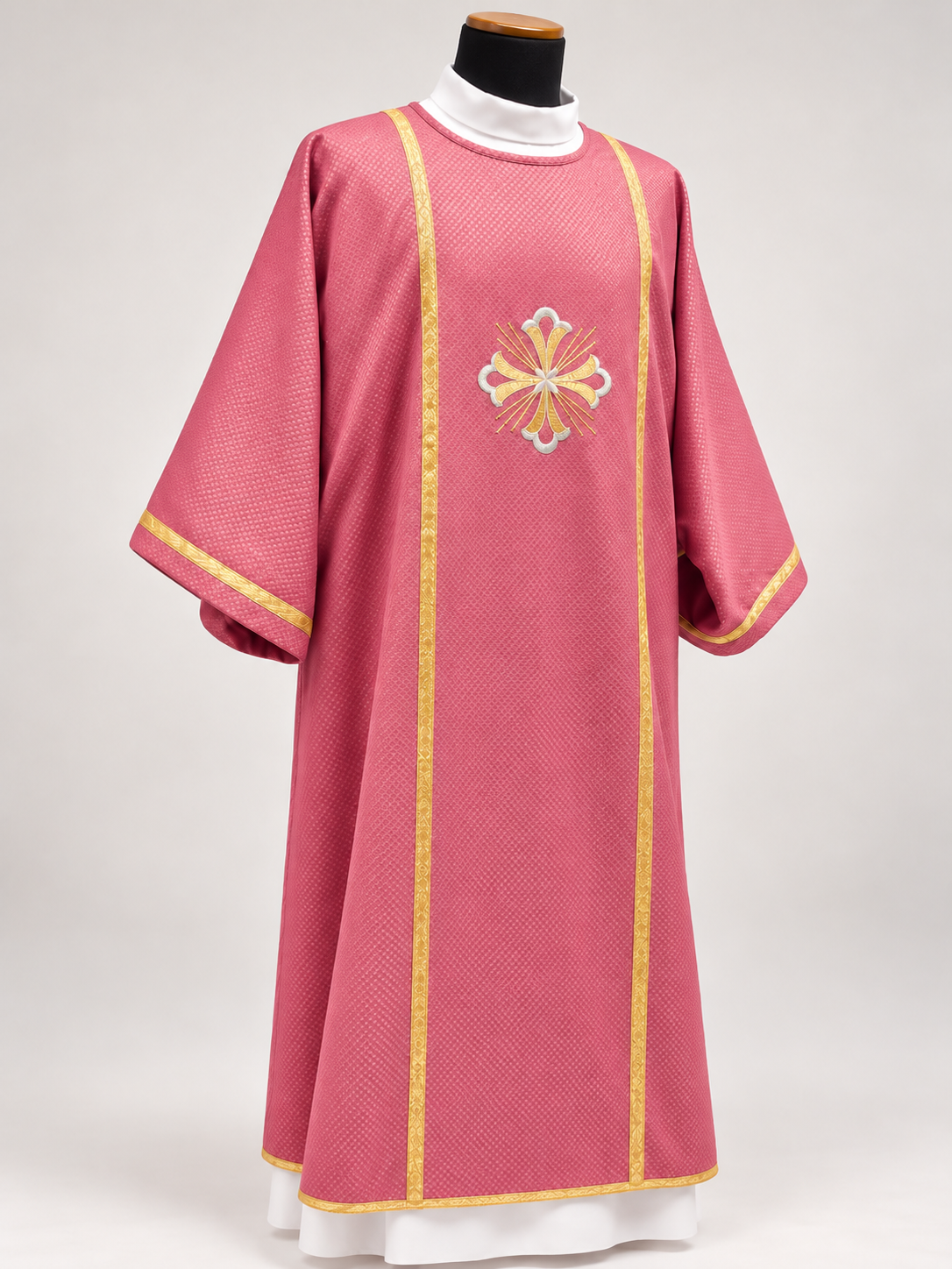 Embroidered Fleury Cross Dalmatic | Wool/Gold Thread | All Colors