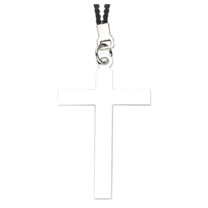 Nickel Cross on a Black Cord