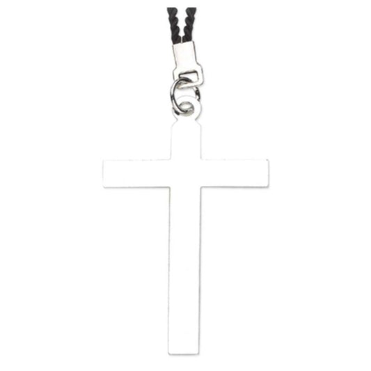 Nickel Cross on a Black Cord