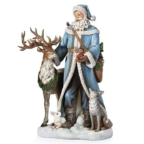18.5" Blue Coat Santa with Animals
