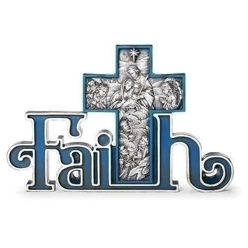 Navy and Silver Faith Figure with Stand