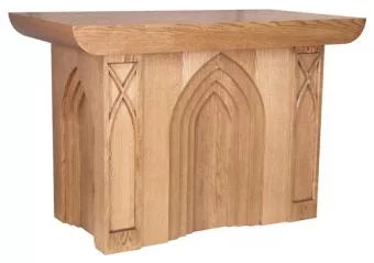 Gothic Solid Oak Altar with Detailed Engraving | Multiple Finishes & Materials Available | Multiple Sizes Available