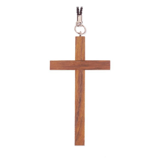 Stained Wood Cross on a 30" Cord