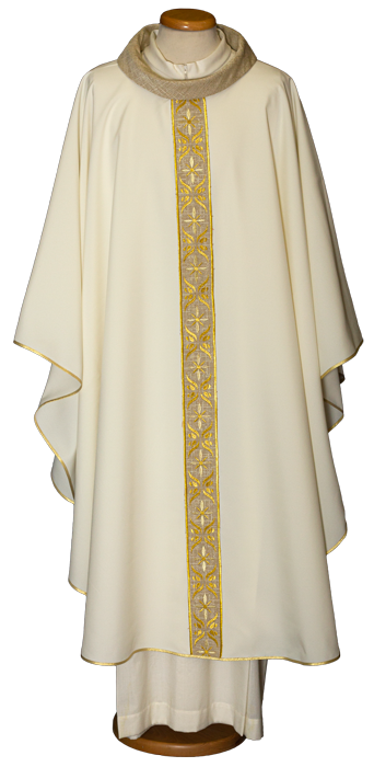 Lightweight Embroidered Chasuble | Roll Collar | 100% Polyester | All Colors