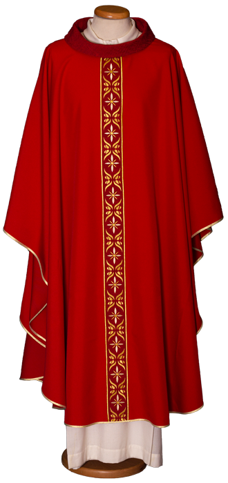 Lightweight Embroidered Chasuble | Roll Collar | 100% Polyester | All Colors