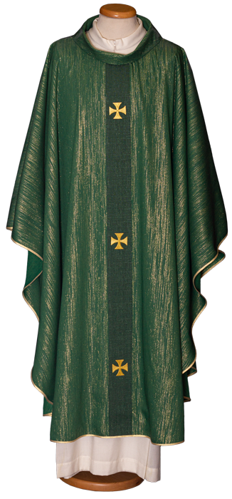 Lightweight Gold-Thread Chasuble | Roll Collar | Poly/Viscose | All Colors