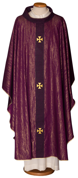 Lightweight Gold-Thread Chasuble | Roll Collar | Poly/Viscose | All Colors