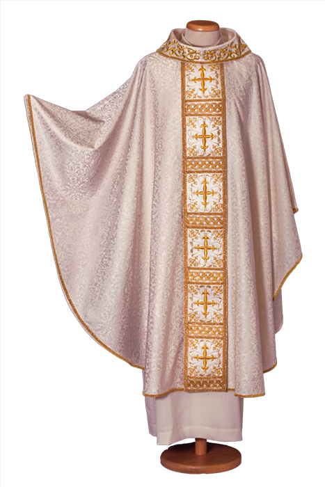 Ornate Gold Embroidery Italian Chasuble | Roll Collar | Acetate/Viscose | All Colors