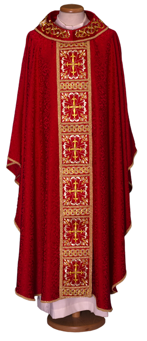 Ornate Gold Embroidery Italian Chasuble | Roll Collar | Acetate/Viscose | All Colors