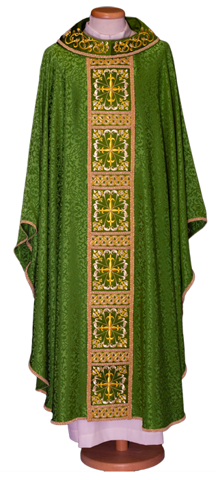 Ornate Gold Embroidery Italian Chasuble | Roll Collar | Acetate/Viscose | All Colors